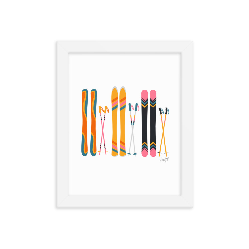 Illustration de ski (palette rétro) - Impression artistique encadrée